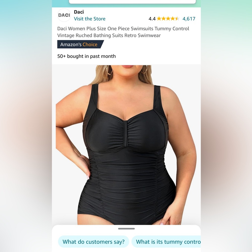 Daci Women Plus Size One Piece Swimsuits Tummy Control Vintage Ruched 14W